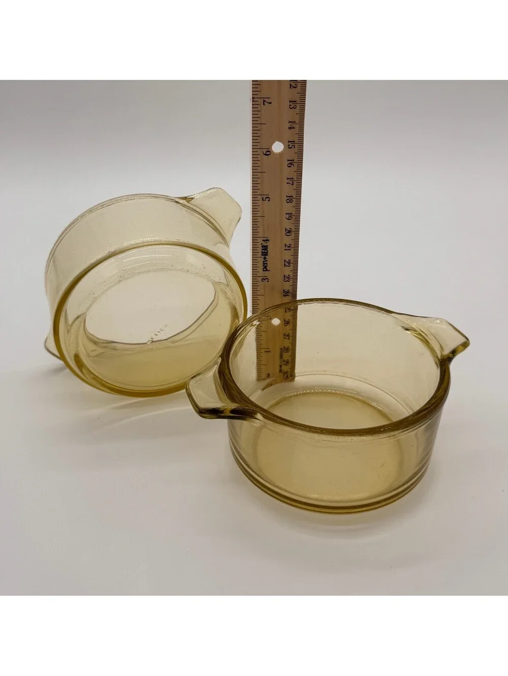 Vitrocrisa Pyr-O-Rey Dynaware Amber Glass Individual Casserole Dishes Vintage